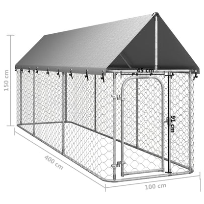 vidaXL Outdoor Dog Kennel Dog Pen Pet Crate Kennel Playpen House with Roof