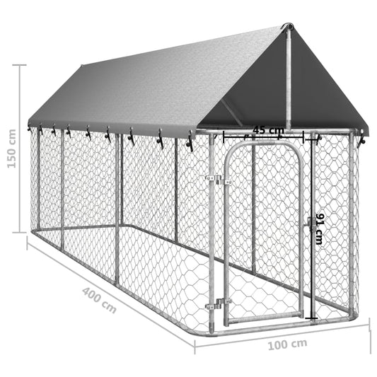 vidaXL Outdoor Dog Kennel Dog Pen Pet Crate Kennel Playpen House with Roof