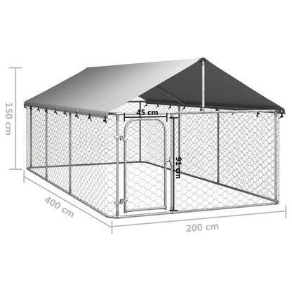 vidaXL Outdoor Dog Kennel Dog Pen Pet Crate Kennel Playpen House with Roof